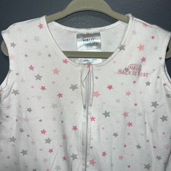 Halo Sleepsack Wearable Blanket Small 0-6m White Pink Stars - Picture 2 of 6